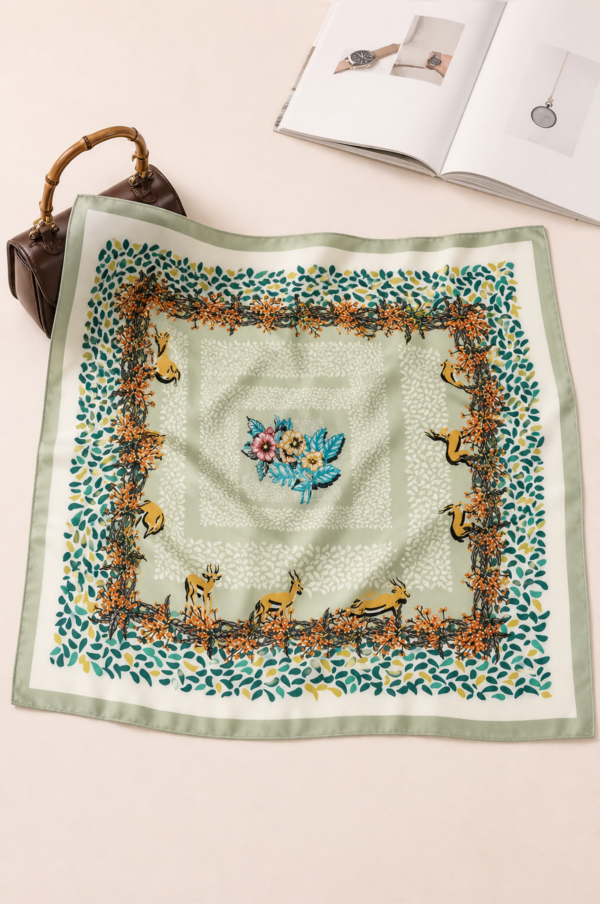 产品1-SKU 浅青雅韵 14 Momme Silk Square Scarf · 65 × 65 cm